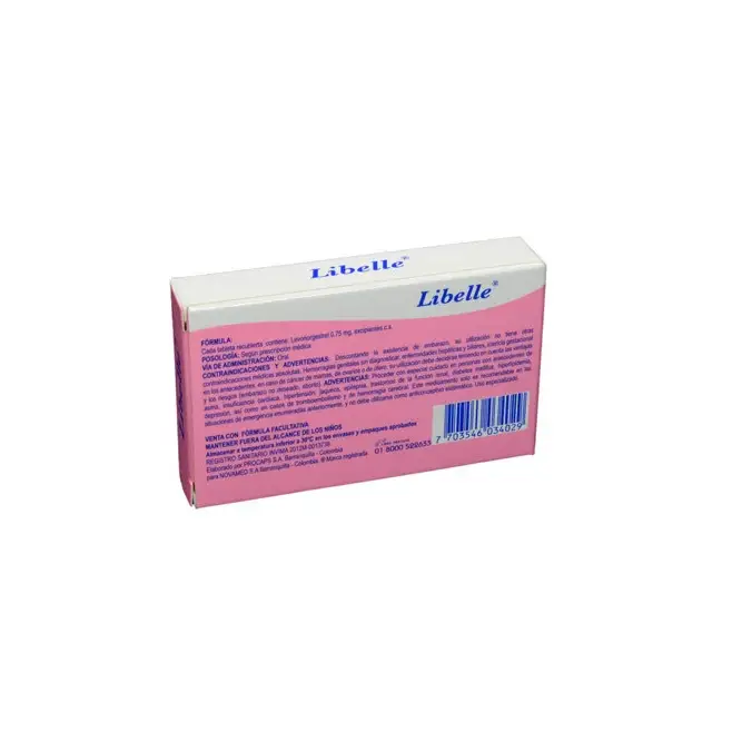 Cápsulas Libelle Levonorgestrel 0.75mg (2 unidades)'s photo #1